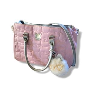 Betsey Johnson Pink Quilted Shoulder Bag with Silver Accents